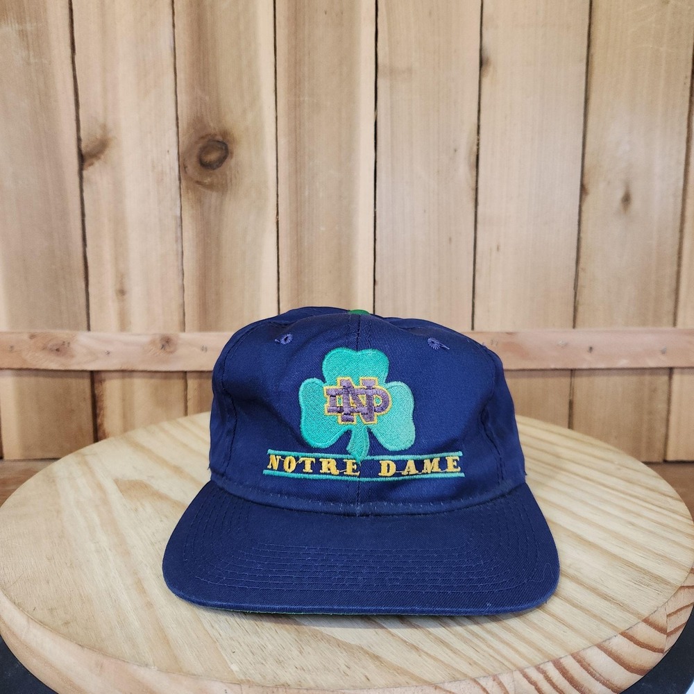 Vintage Notre Dame Fighting Irish Hat Cap Snap Back Blue NCAA Football The Game